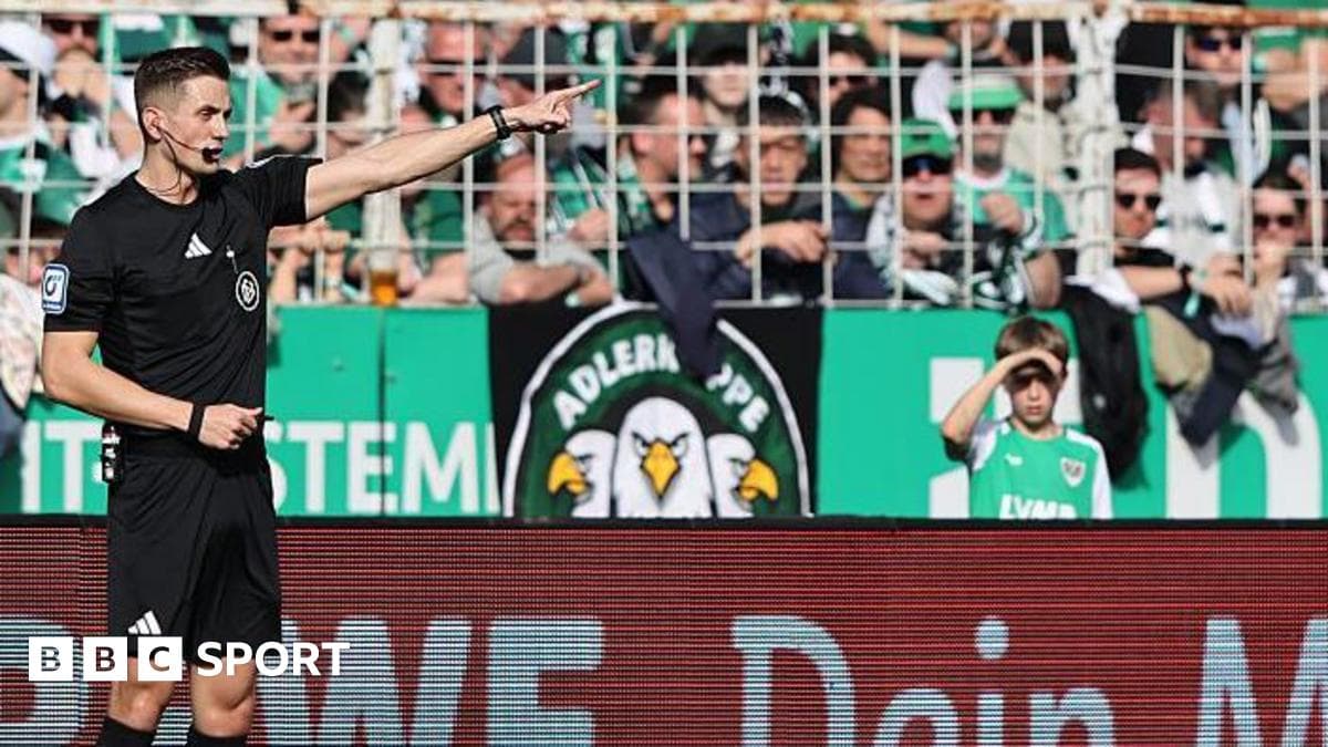 Masked fan unplugs VAR monitor in German match