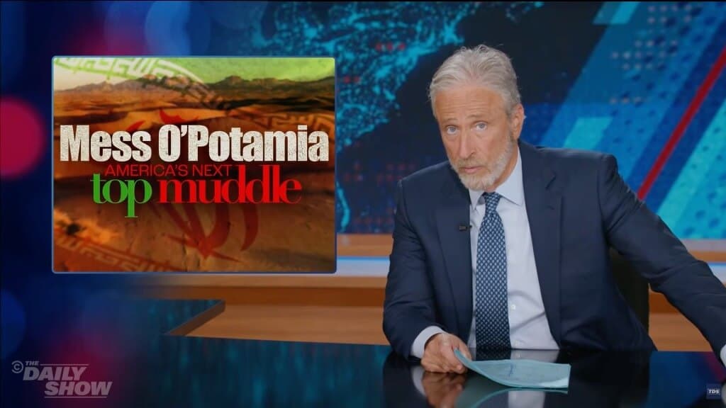 Jon Stewart returns to "Mess O'Potamia" for Iran War