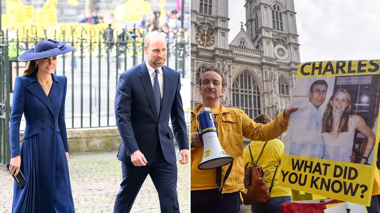 King Charles, Kate Middleton, Prince William heckled by protesters demanding answers on Andrew’s Epstein ties