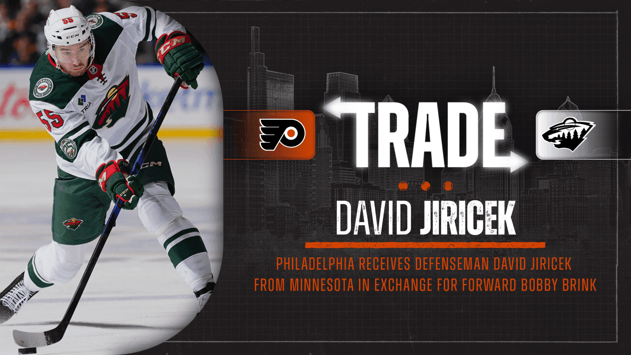 Flyers Acquire Defenseman David Jiricek from Minnesota in Exchange for Bobby Brink