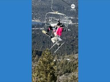 WATCH:  Skier dangles from lift at California mountain resort