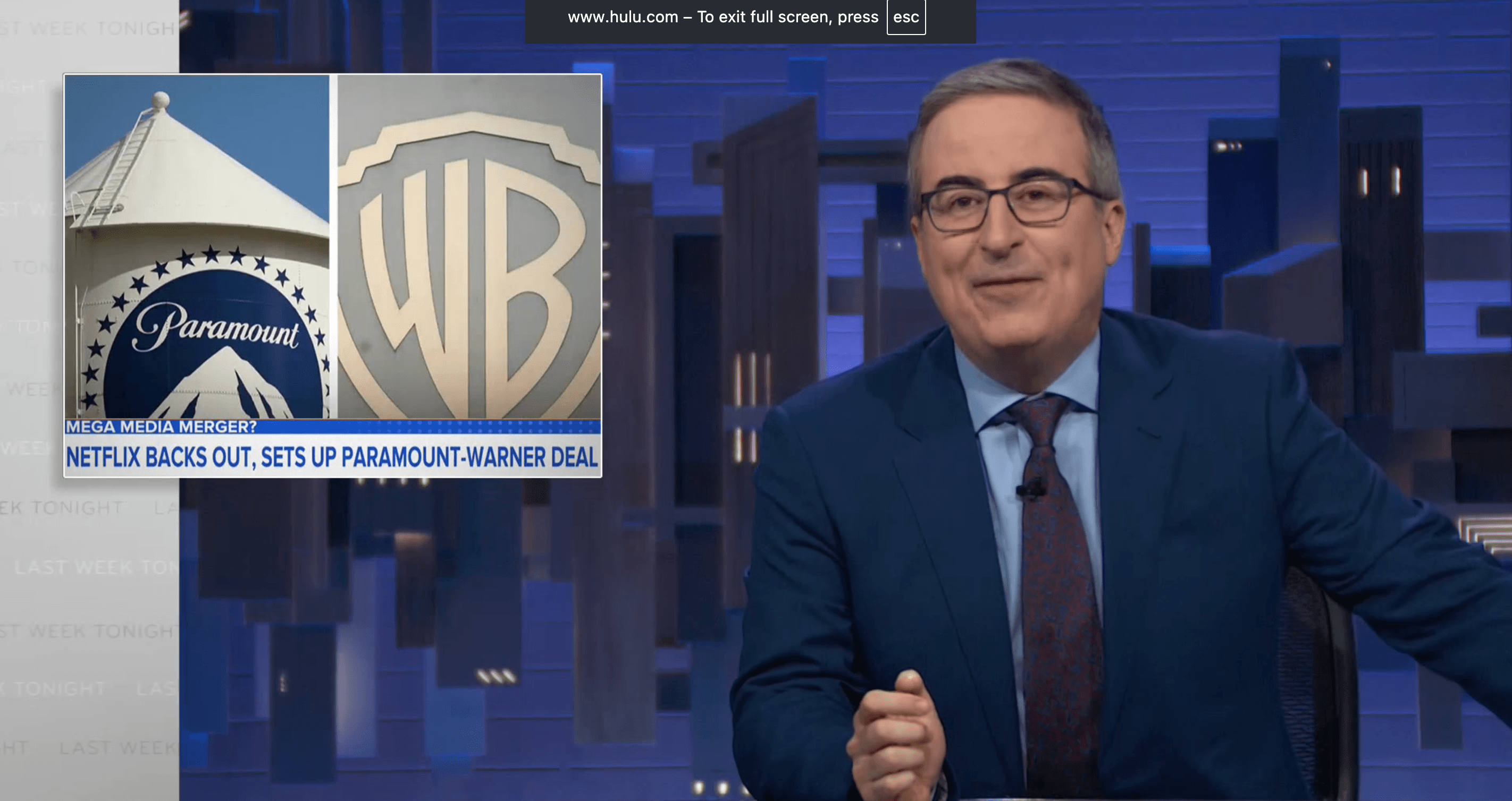 John Oliver Says Paramount Buying Warner Bros. Is ‘Not Great News: ‘How the F—Do I Get Out of Here?’
