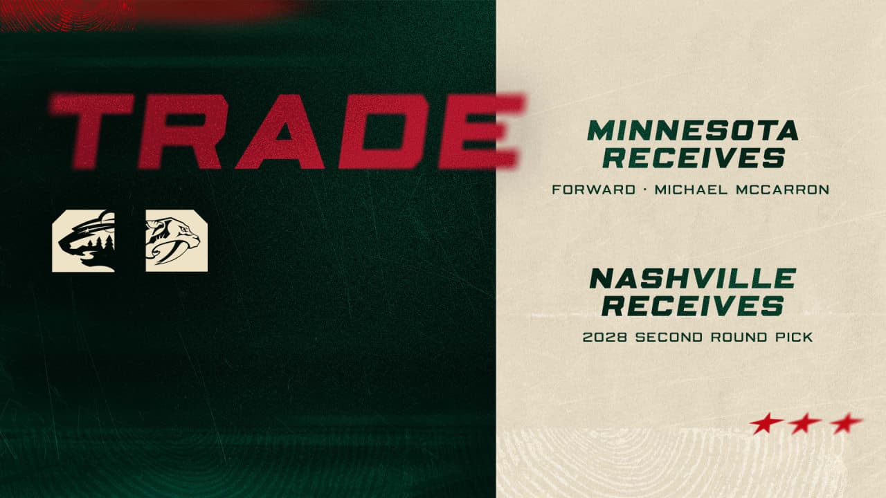 Minnesota Wild Acquires Forward Michael McCarron from the Nashville Predators