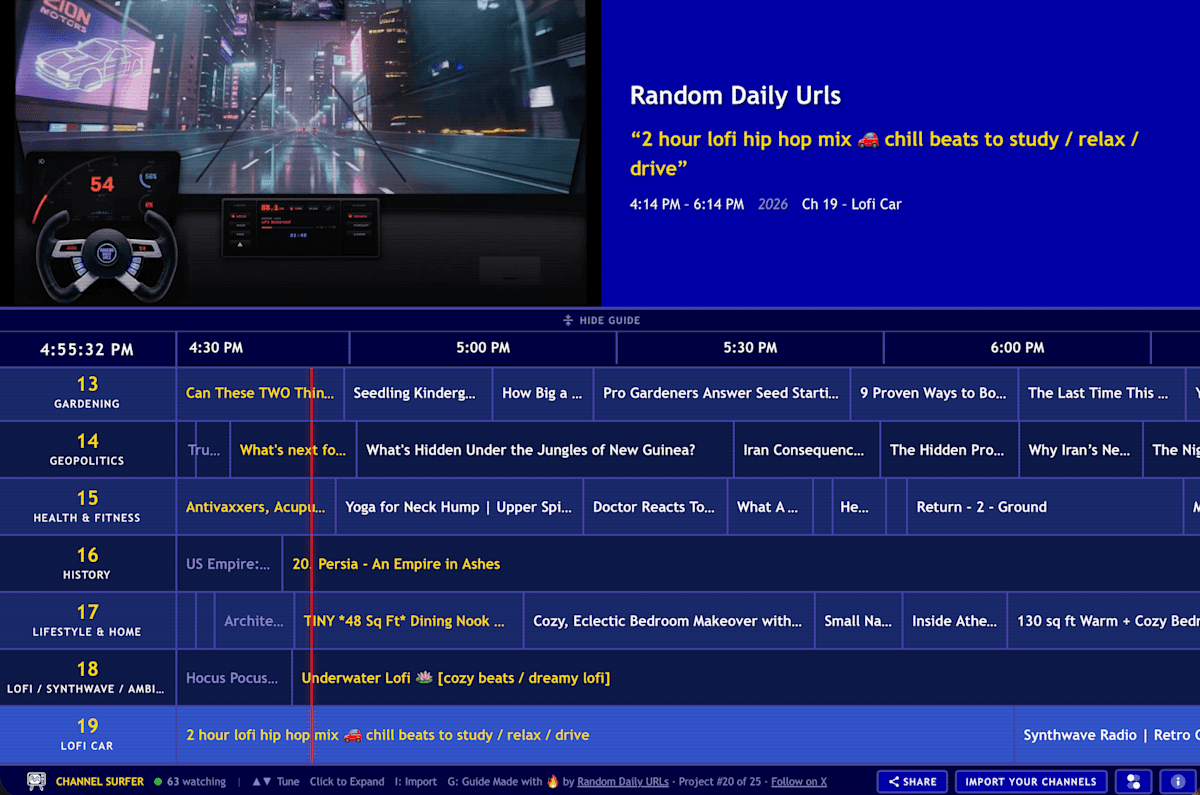 This web app lets you 'channel surf' YouTube like a '90s kid watching cable