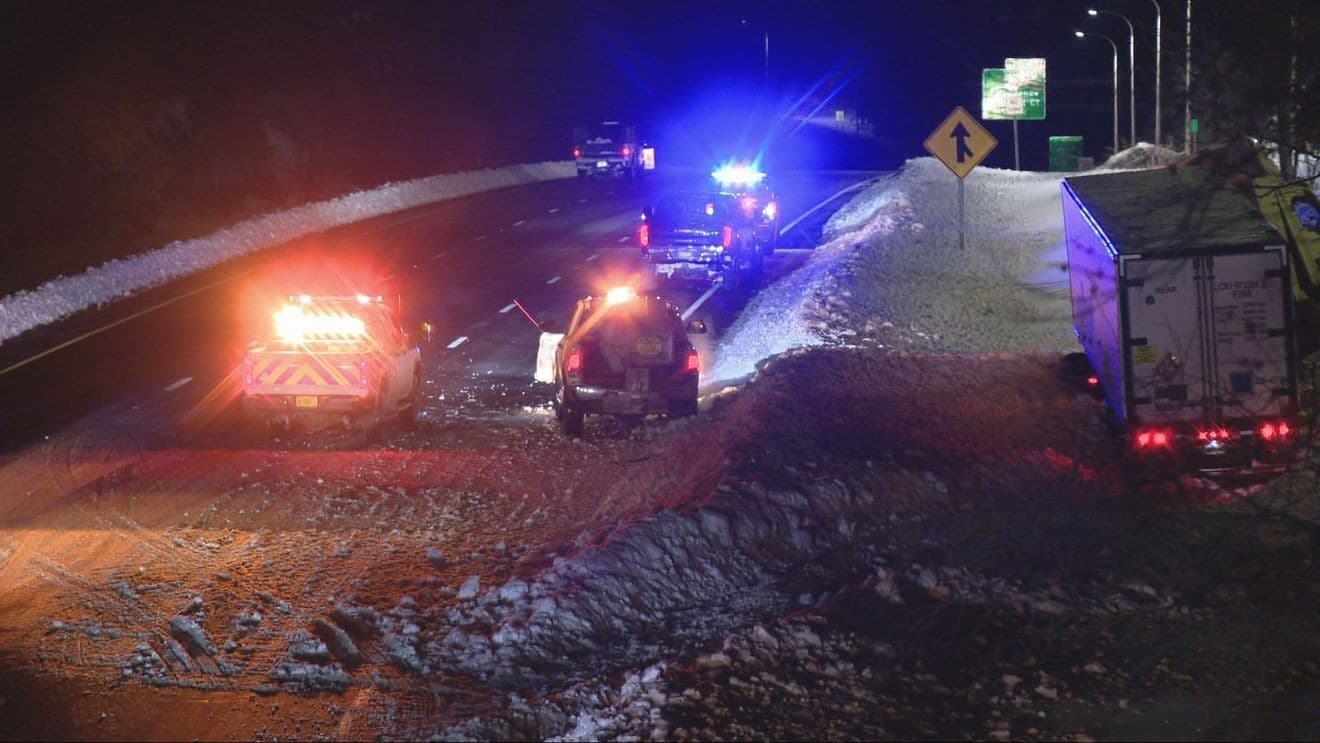 Tractor-trailer collides with a front-end loader on Route 295 in Johnston